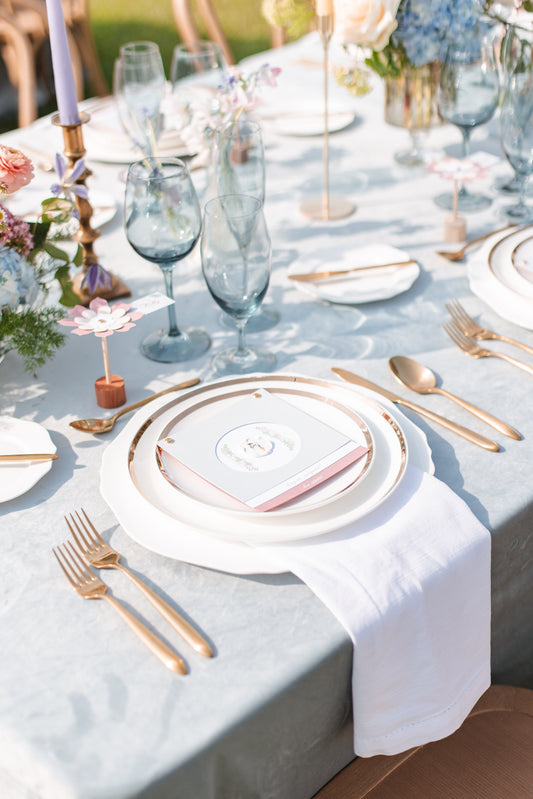Charleston Wedding Venue | Reception Dinner Menu | Light Blue Wedding Decor