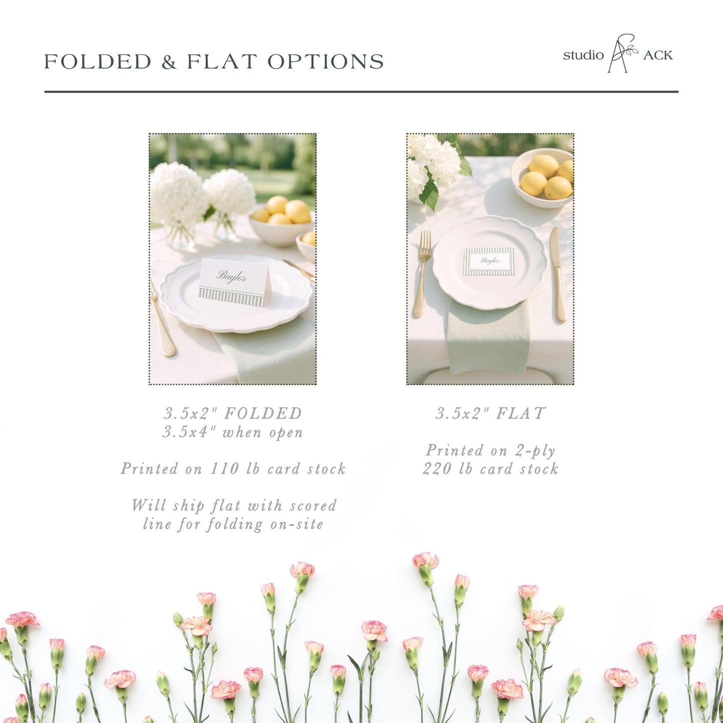 Name Card Professional Printing | 3.5"x2" Folded or Flat Prints | Place Cards & Escort Cards