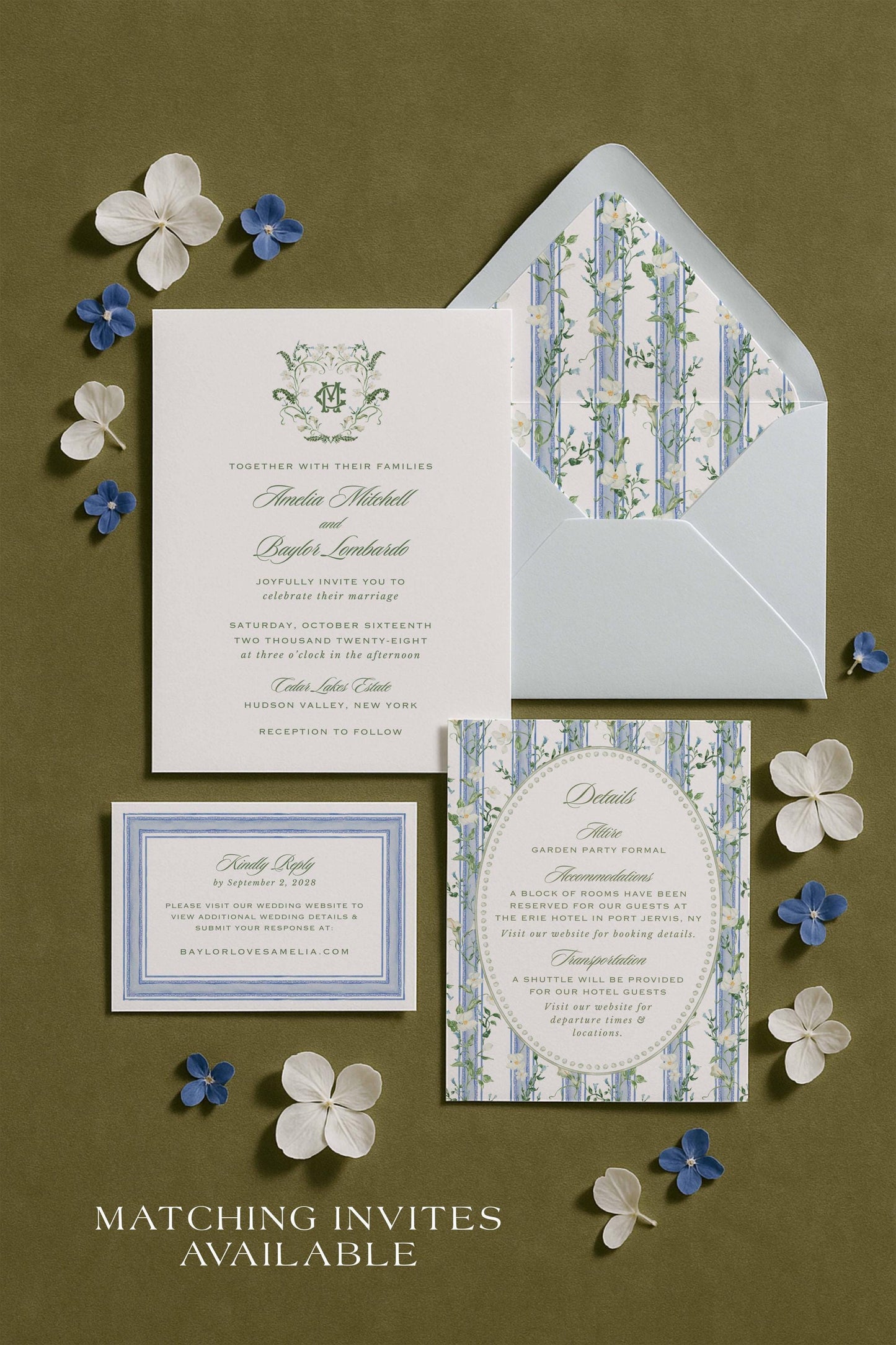 Blue, White & Green Save the Date Template