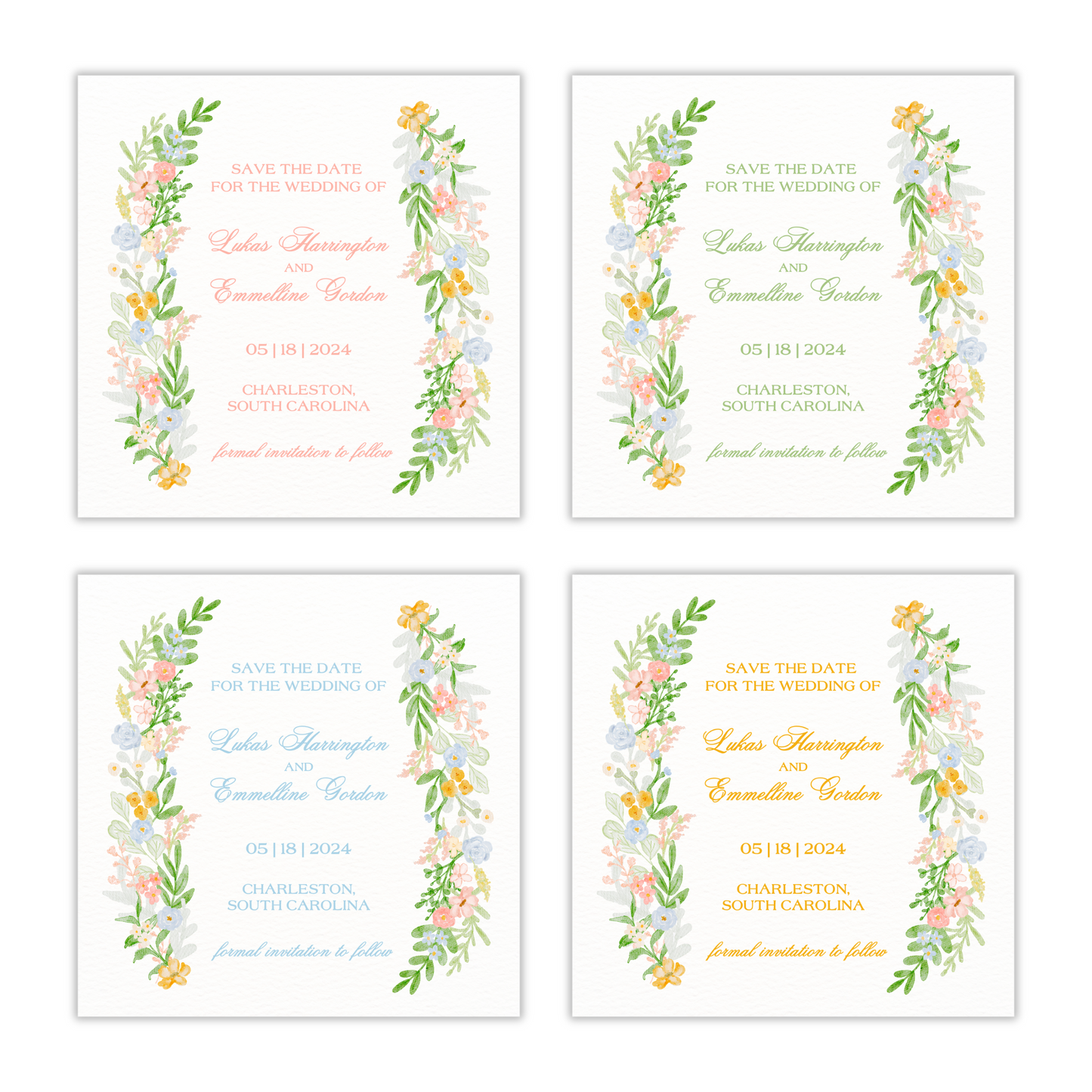 Blooming Crest Garland Square Save The Date