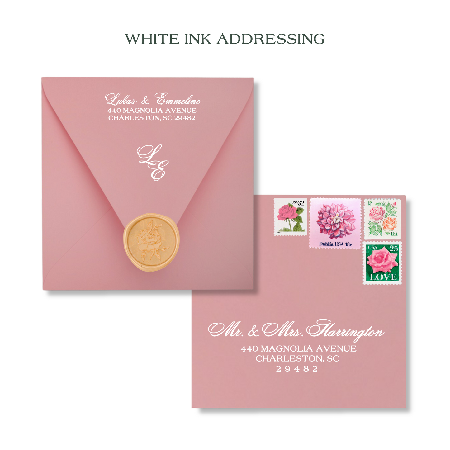 Blooming Crest Bordered Square Save The Date