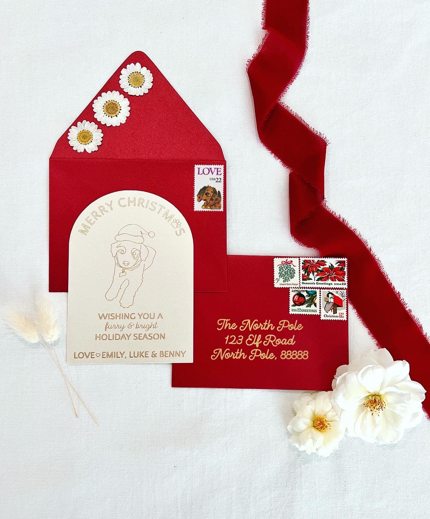 Custom Dog Christmas Cards - Gold or Silver Foiled