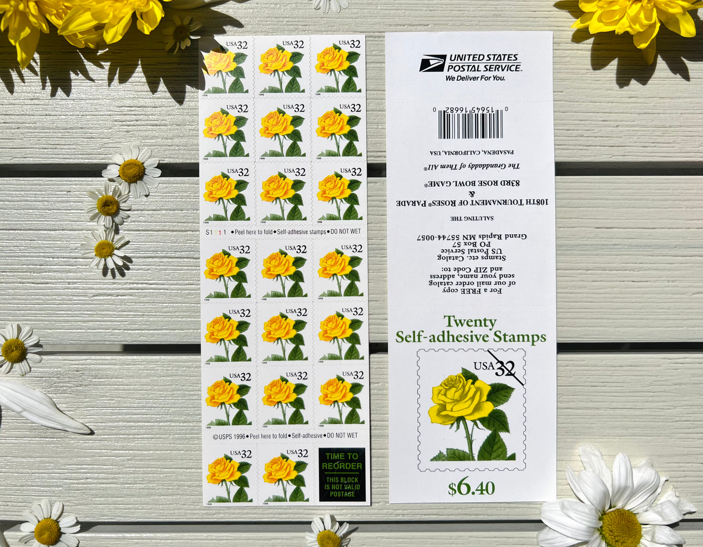 Yellow Rose USPS Stamps - Vintage Floral Stamps