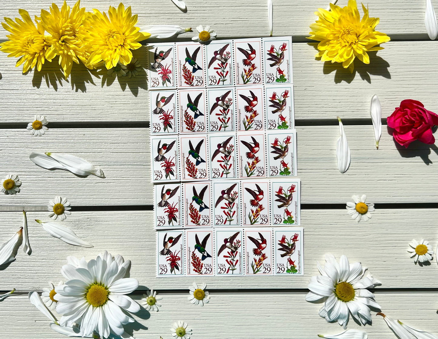 1994 Vintage Hummingbird Postage Stamps - Floral Wedding USPS Stamps