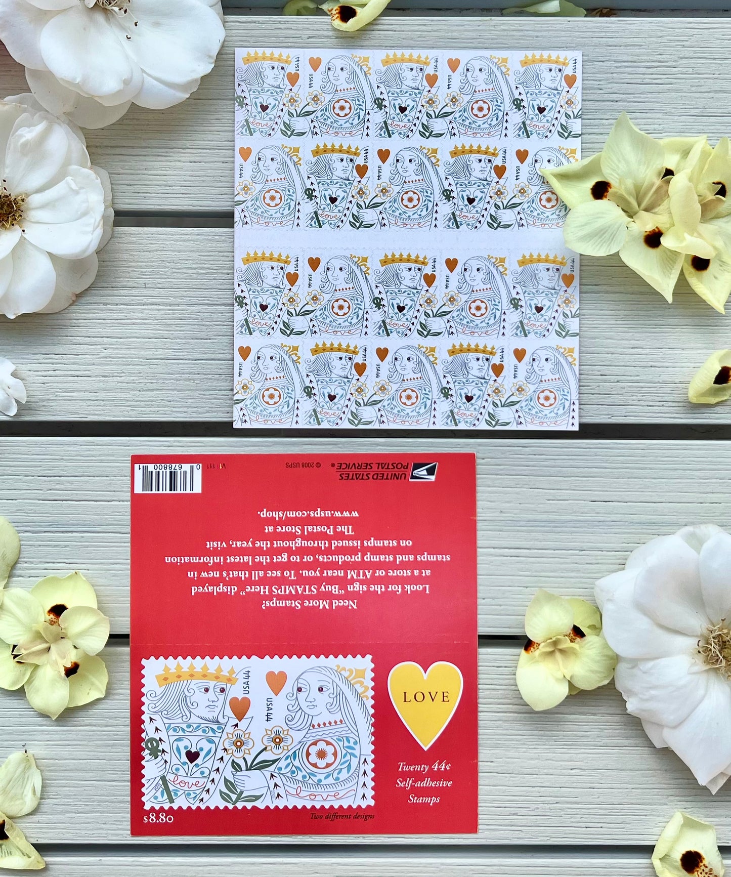 King and Queen Love Postage Stamps - Royal/Floral/Heart Postage