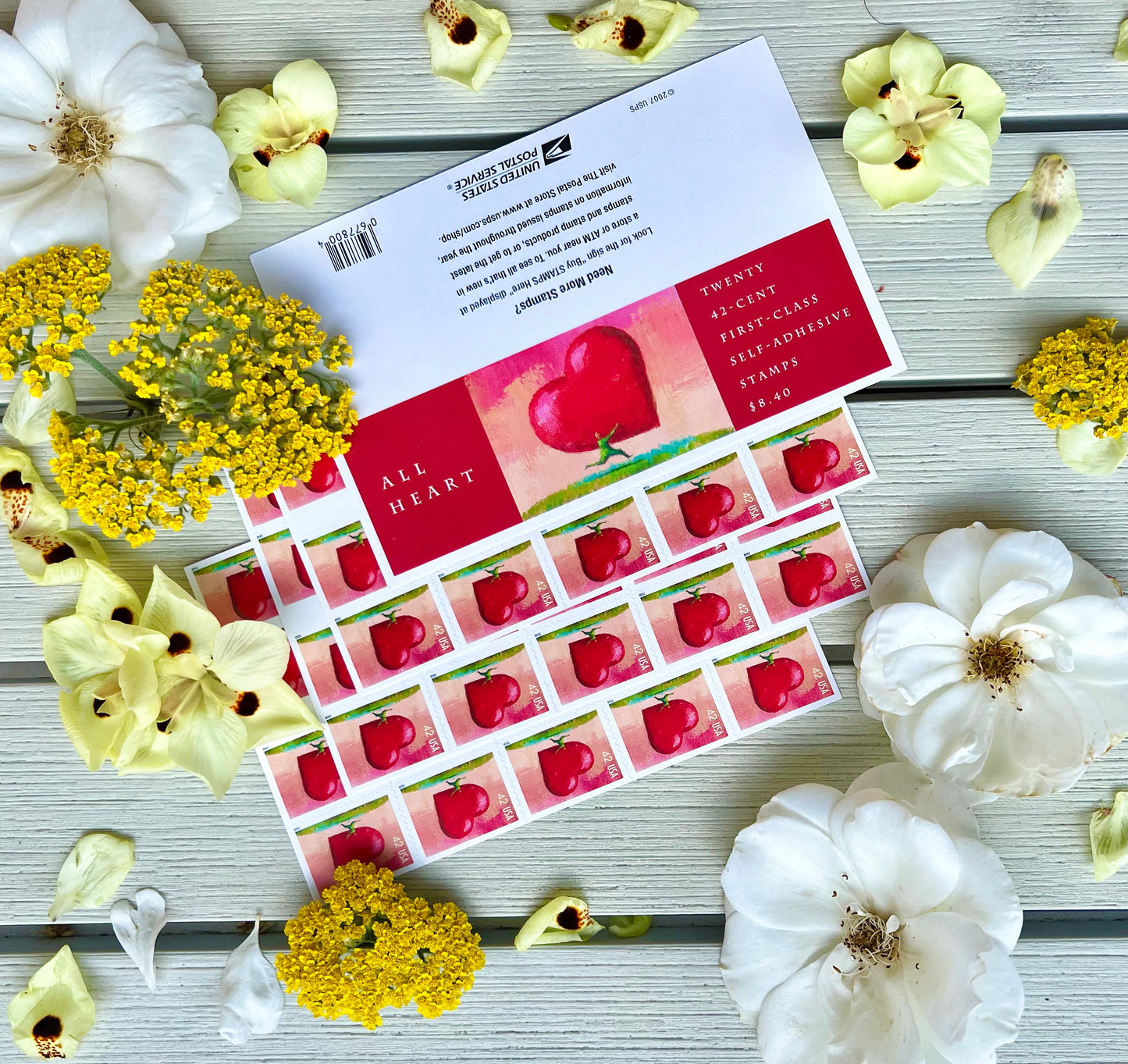 Heart Postage Stamps - Wedding Invites/Valentine's Day - USPS All Heart Stamps