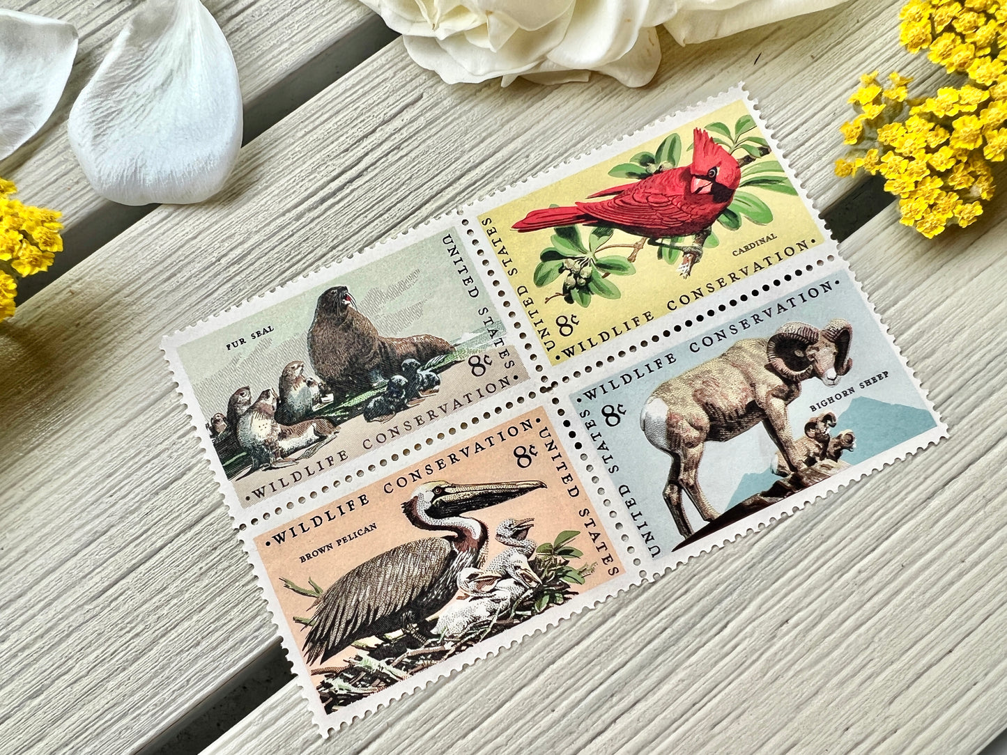 Wildlife Conservation Postage Stamps - Vintage Animal Stamps from 1972
