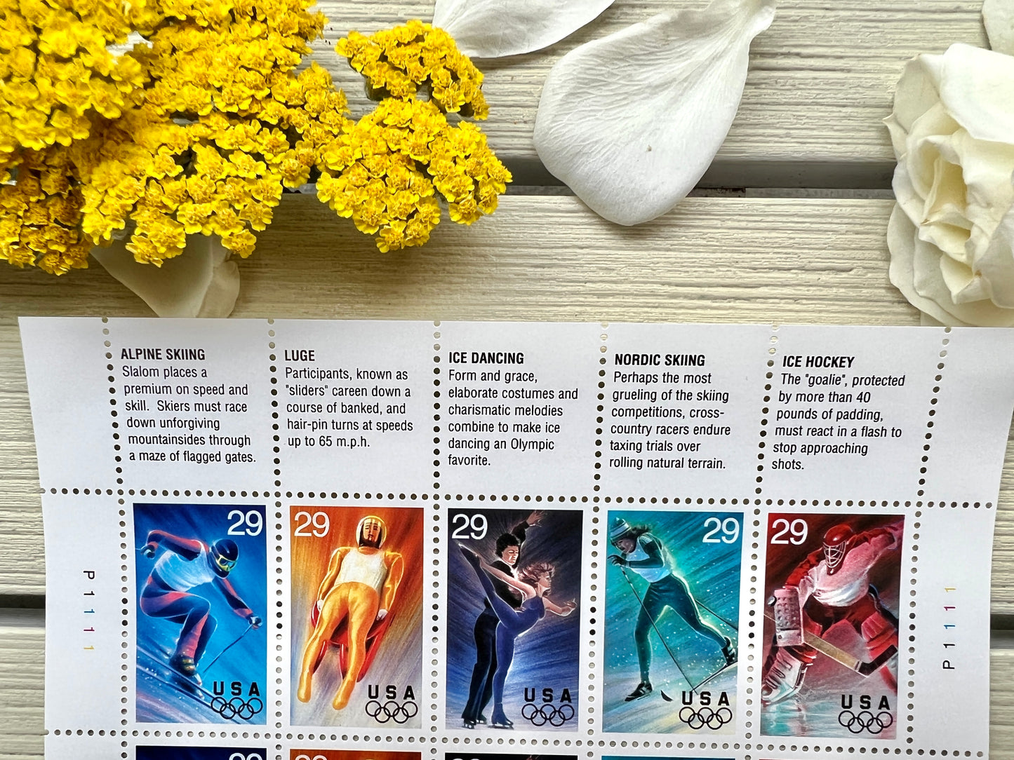 Sheet of 20 Vintage Winter Olympic Postage Stamps