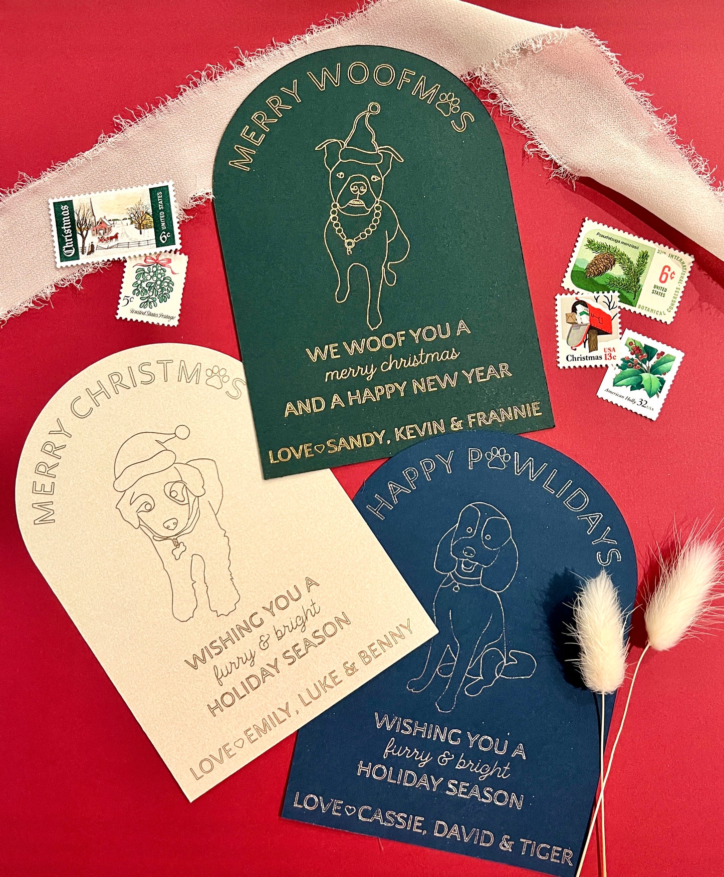 Custom Dog Christmas Cards - Gold or Silver Foiled