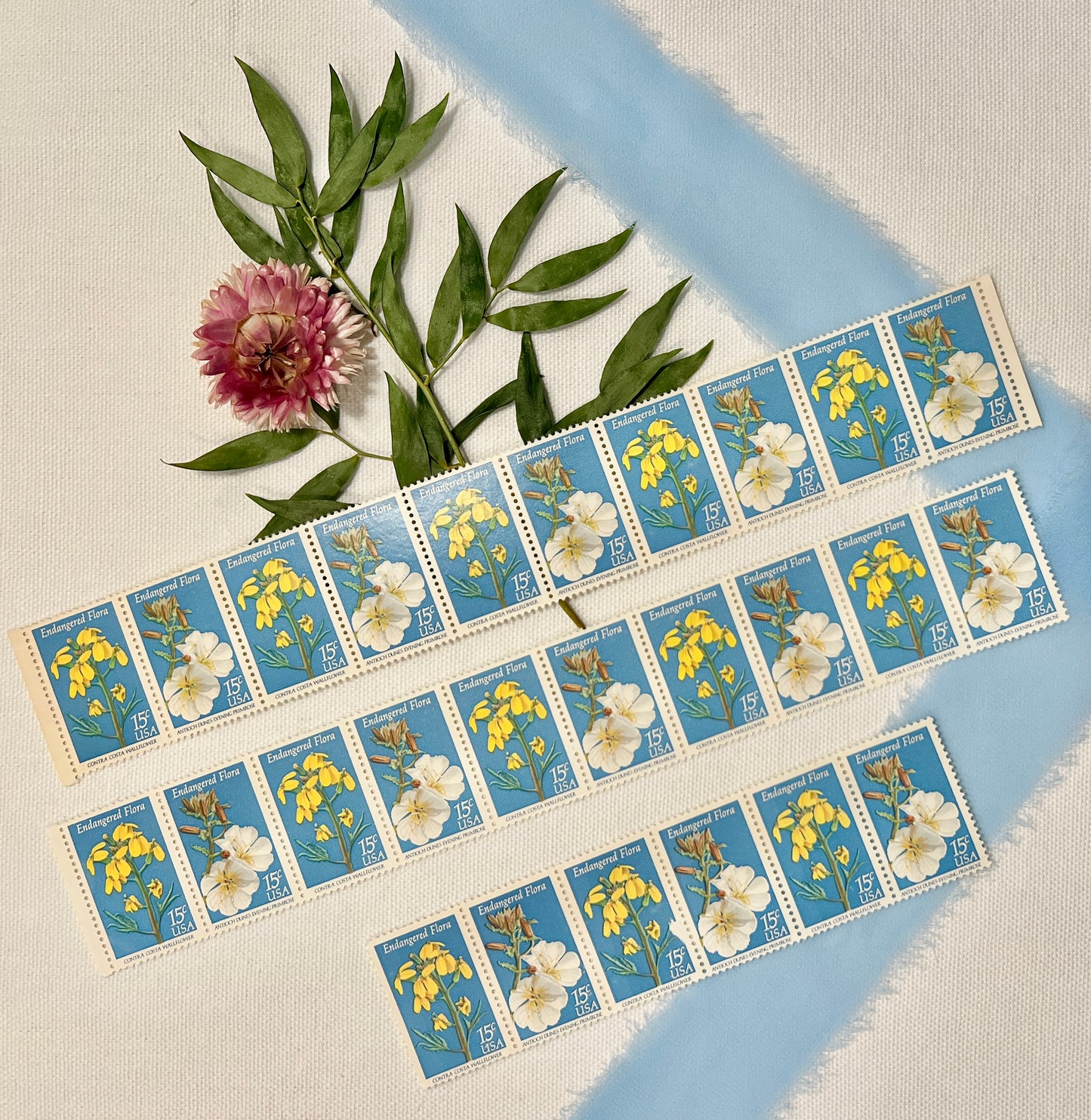 Blue Floral Postage Stamps - 1979 Endangered Flora USPS Stamps