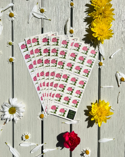 Pink Rose USPS Stamps - Vintage Postage for Summer Mail and Wedding Invites