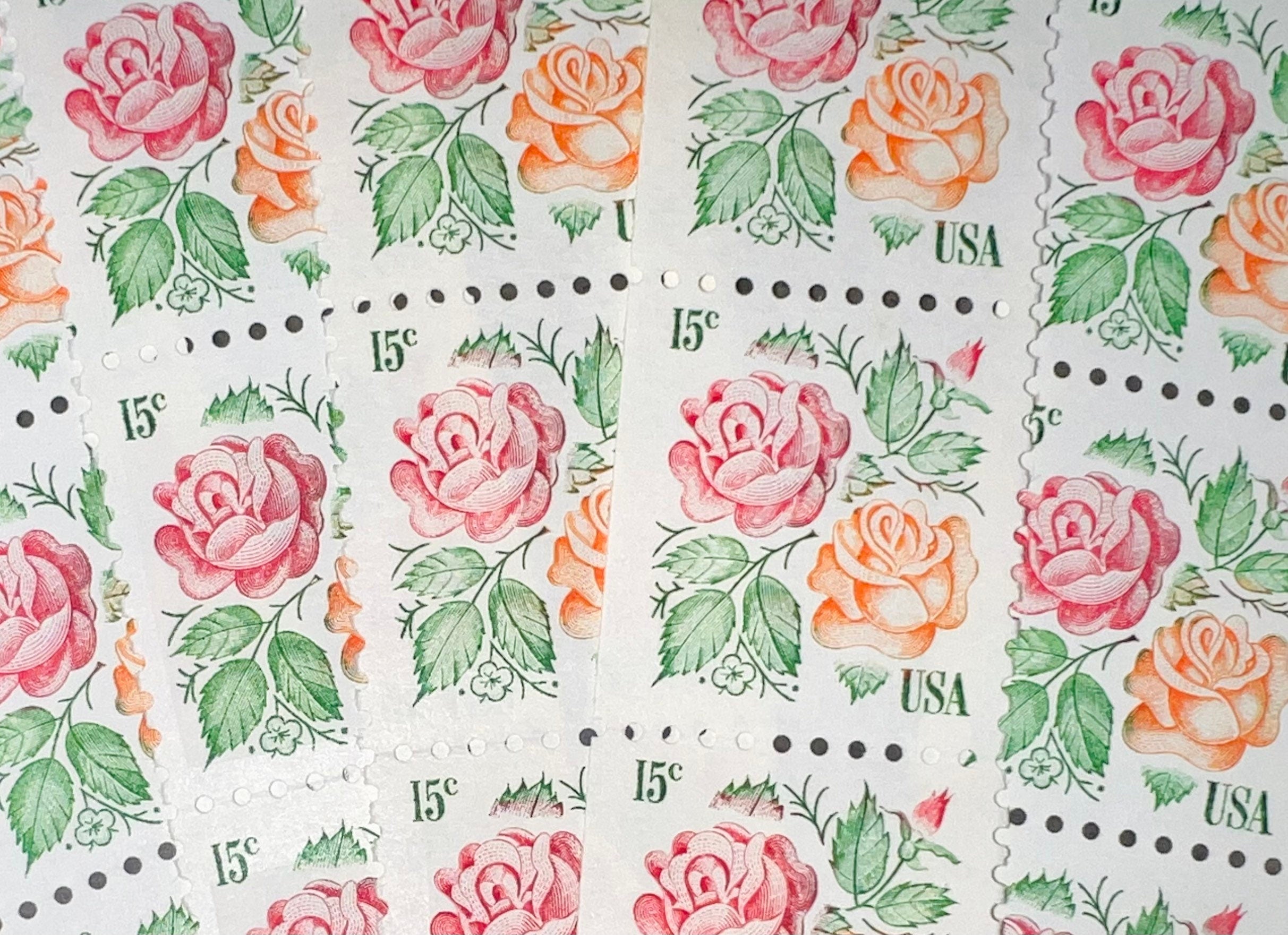 Pink Floral Postage Collection Postage Stamps by Little Postage