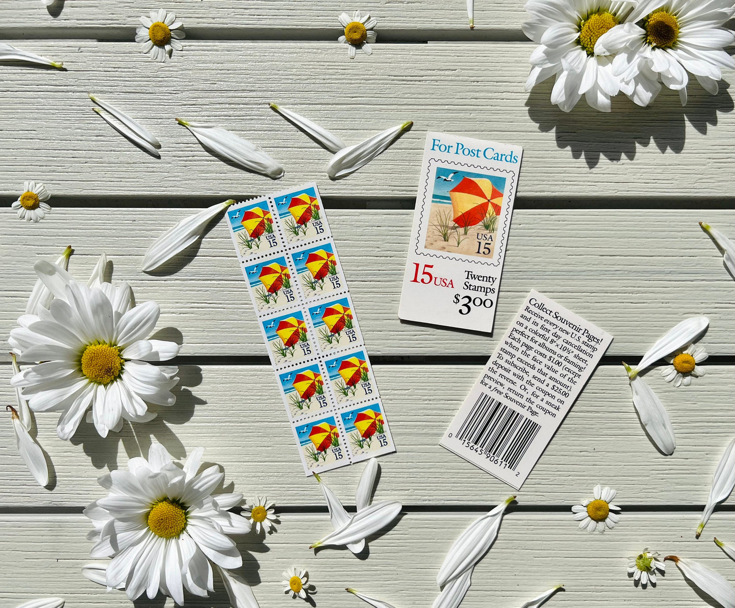 Vintage Beach Postage Stamps - 20 Beach Umbrella USPS Unused Stamps - Summer Wedding Invitations