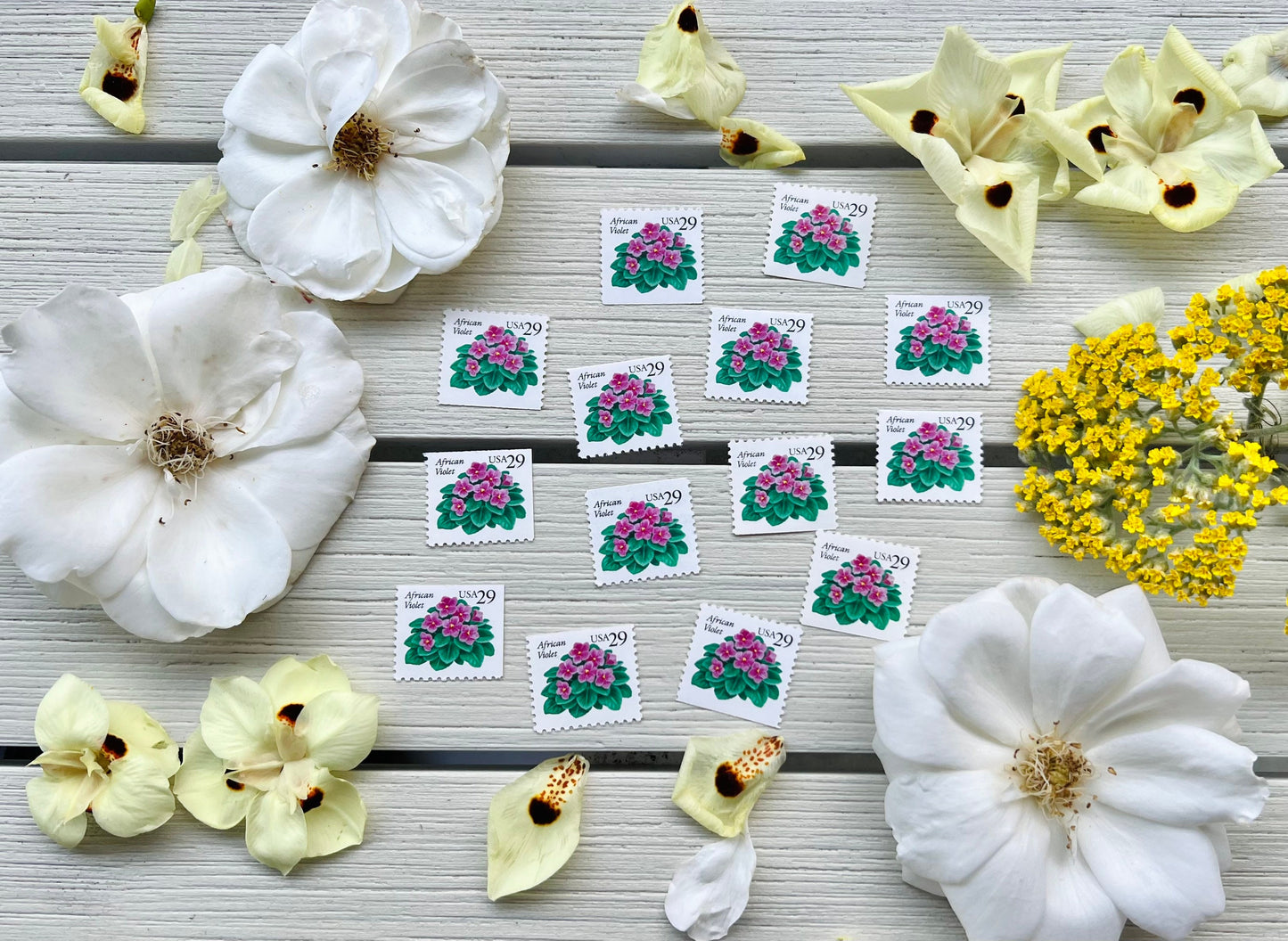 Violet Floral Postage Stamps - Vintage African Violet USPS Stamps For Wedding Invites - Additional Ounce Flower