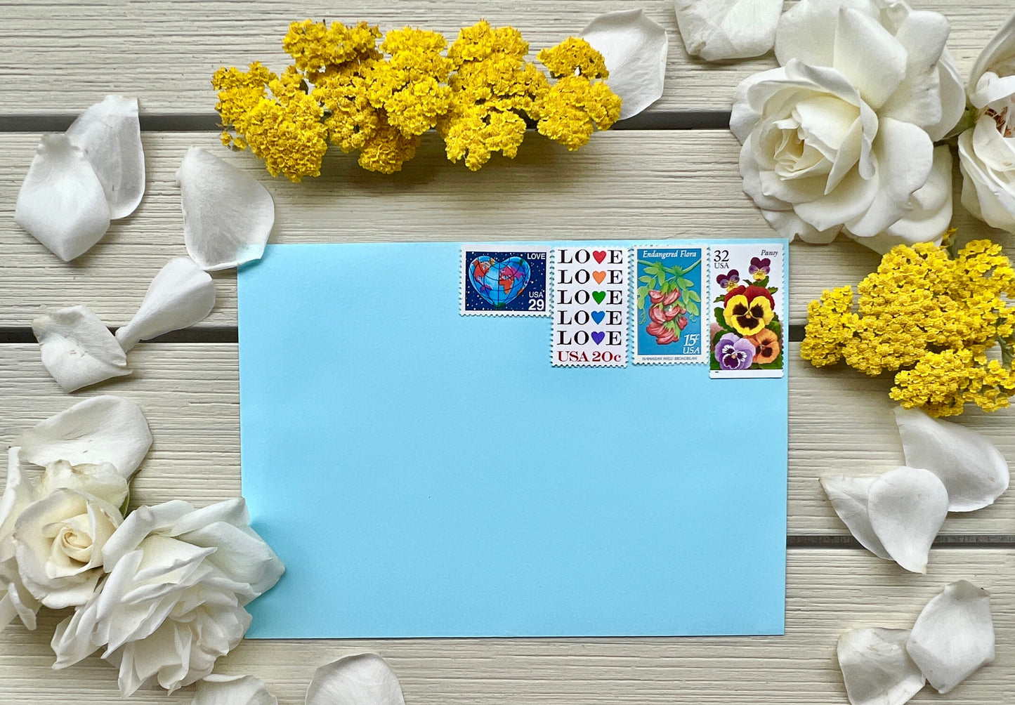 Rainbow Postage Stamps - Curated Rainbow USPS Stamps for 10 Envelopes - Love and Floral Themed