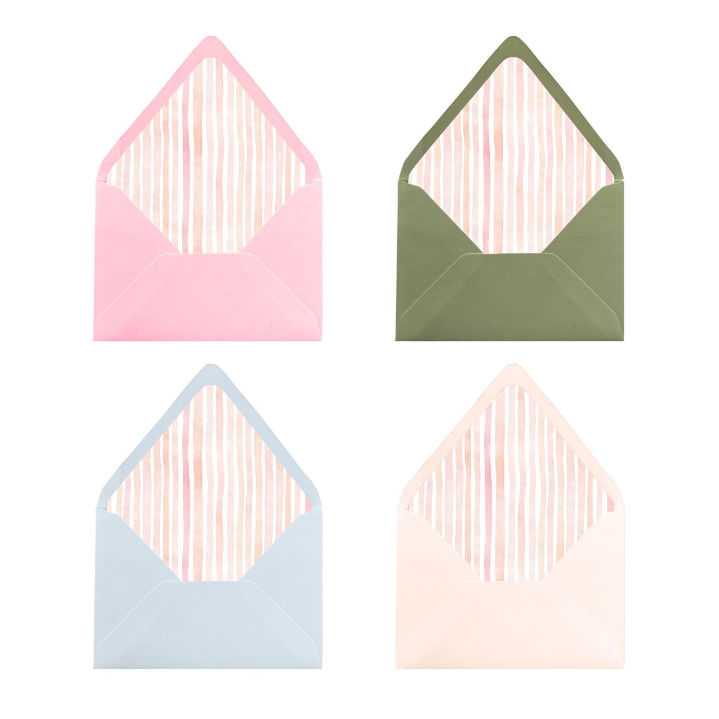 Watercolor Striped Envelope Liners for A7 Euro Flap Invitations Template