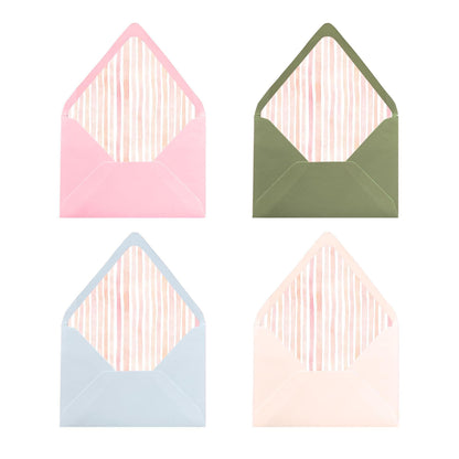 Watercolor Striped Envelope Liners for A7 Euro Flap Invitations Template