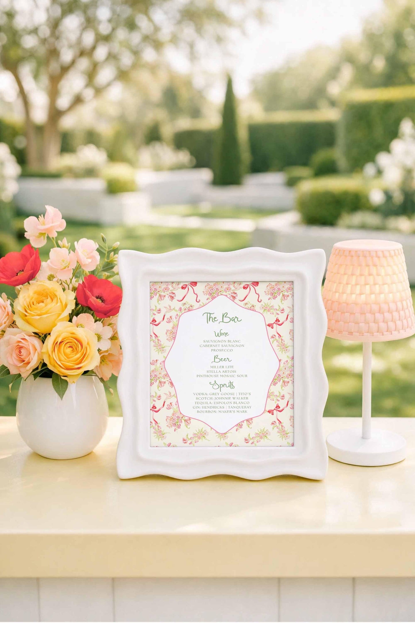 Whimsical Garden Wedding Bar Menu Template