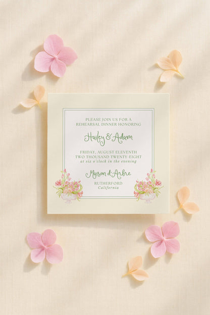 Whimsical Garden Rehearsal Dinner Invitation