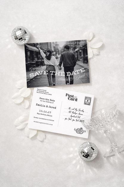 Greetings! Save the Date Postcard Template