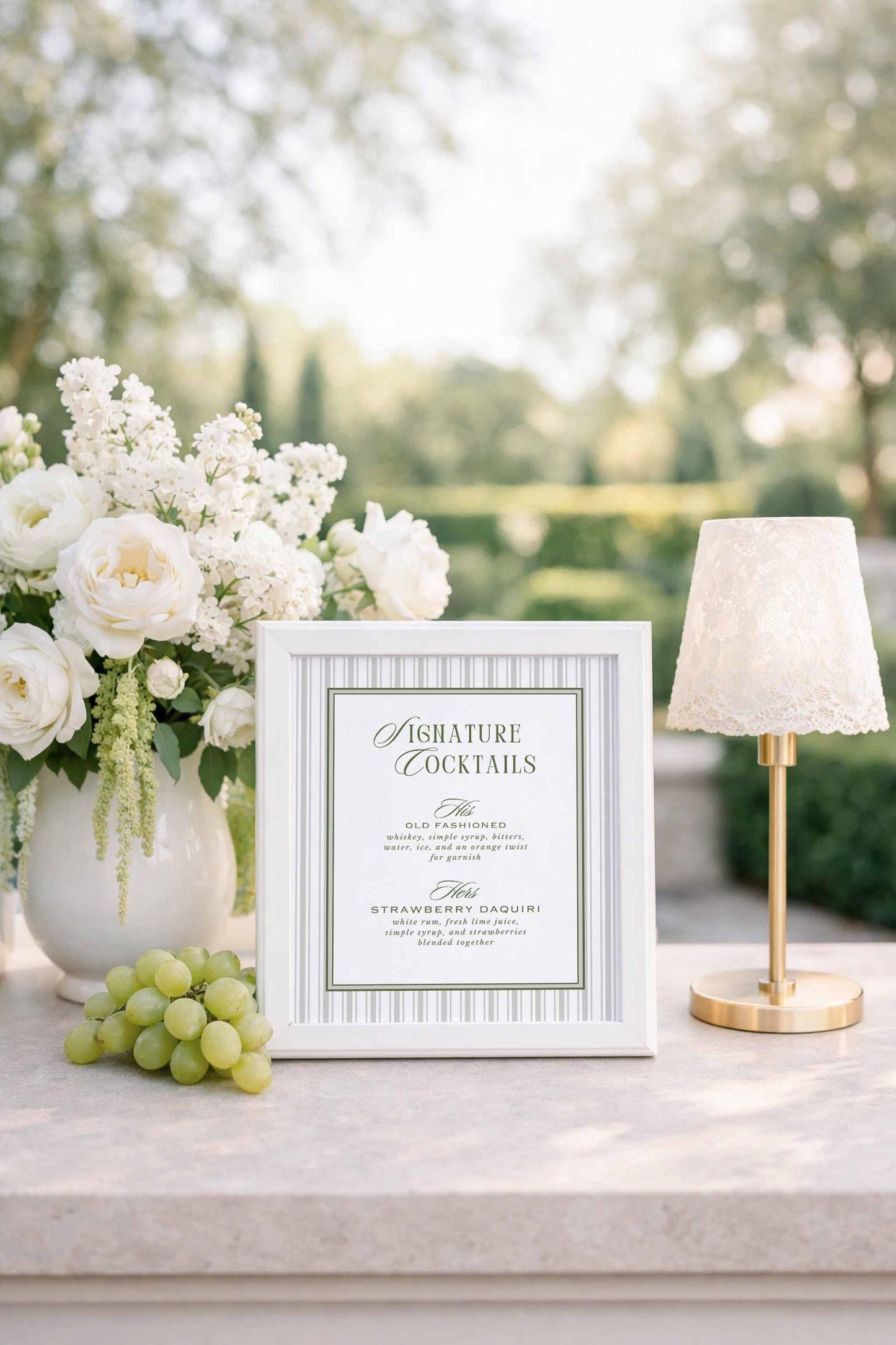 Old Money Striped Wedding Bar Menu Template