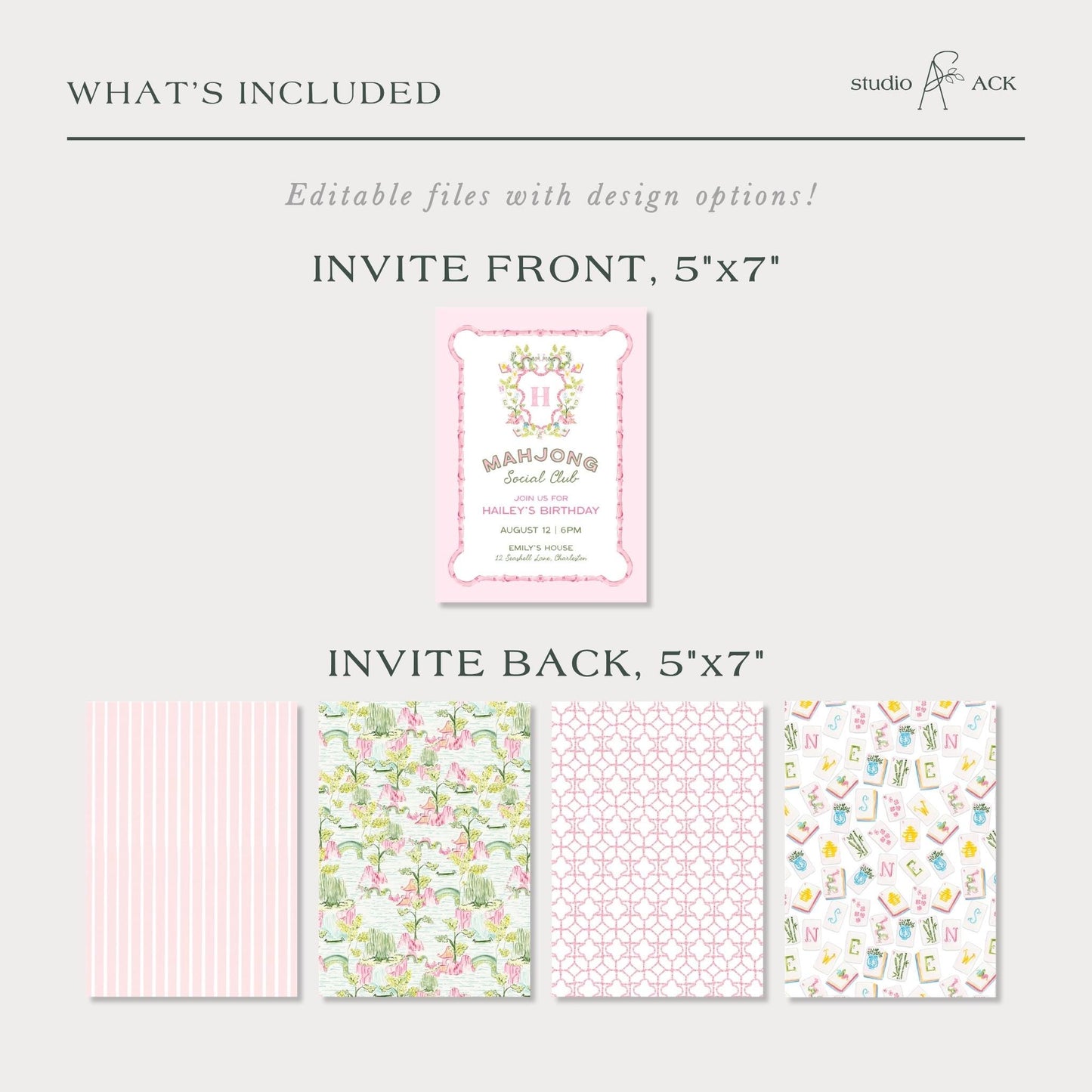 Mahjong Birthday Invitation Template