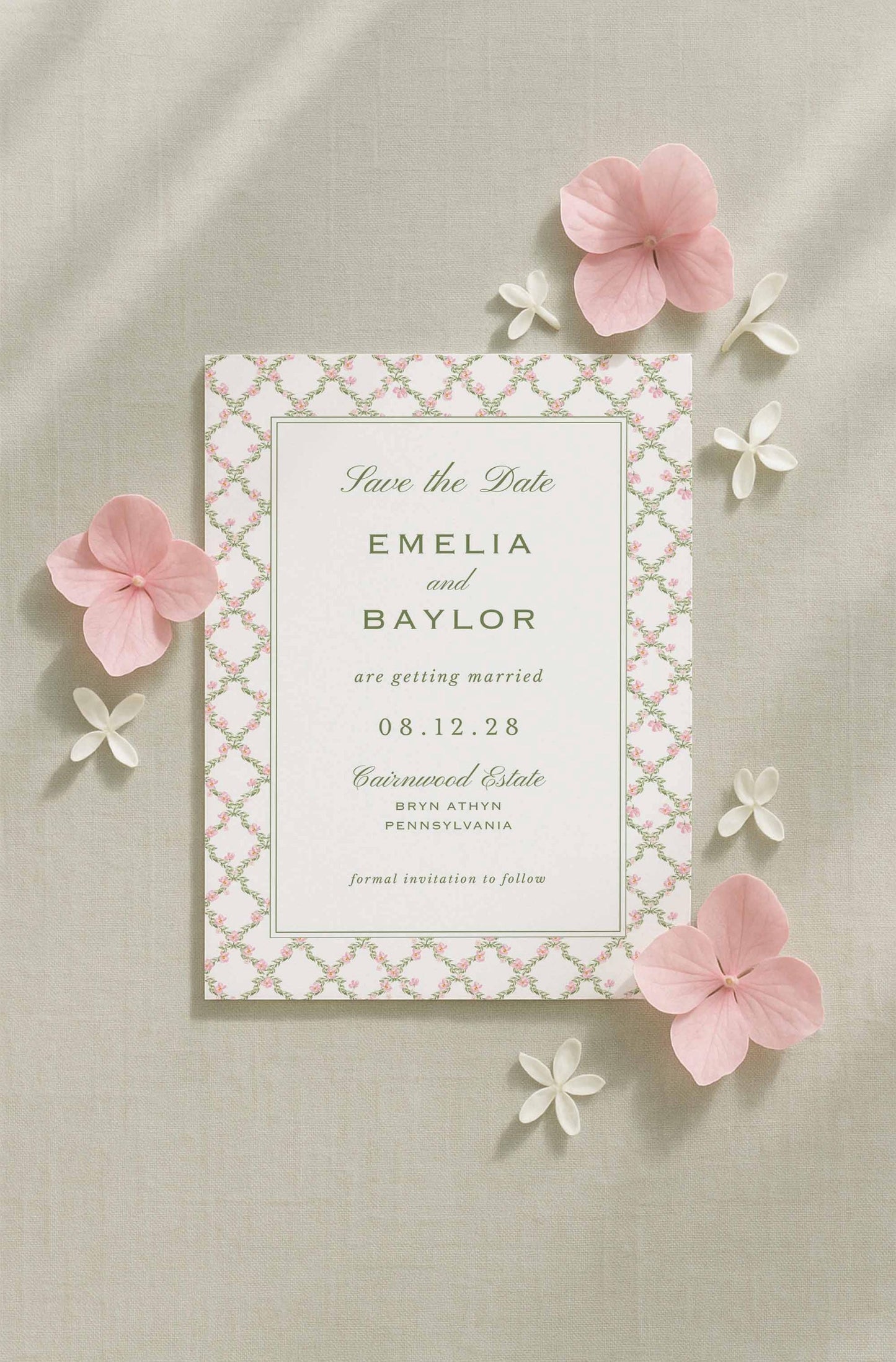 Watercolor Trellis Save the Date Template
