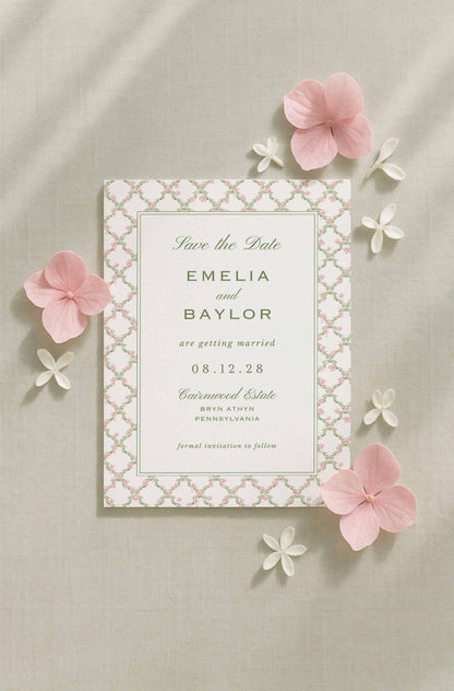 Watercolor Trellis Save the Date Template