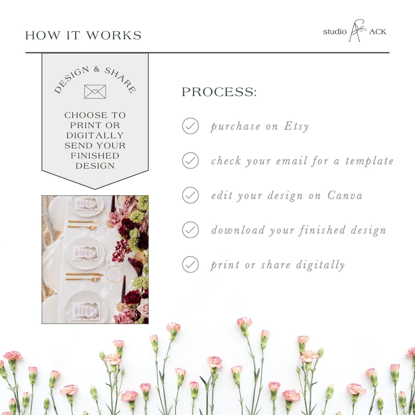 Dusty Pink Floral Wedding Menu Template