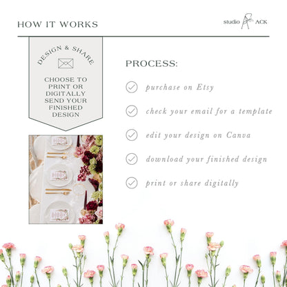 Dusty Pink Floral Wedding Menu Template