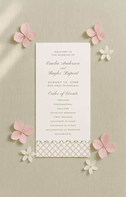 Watercolor Trellis Wedding Program Template