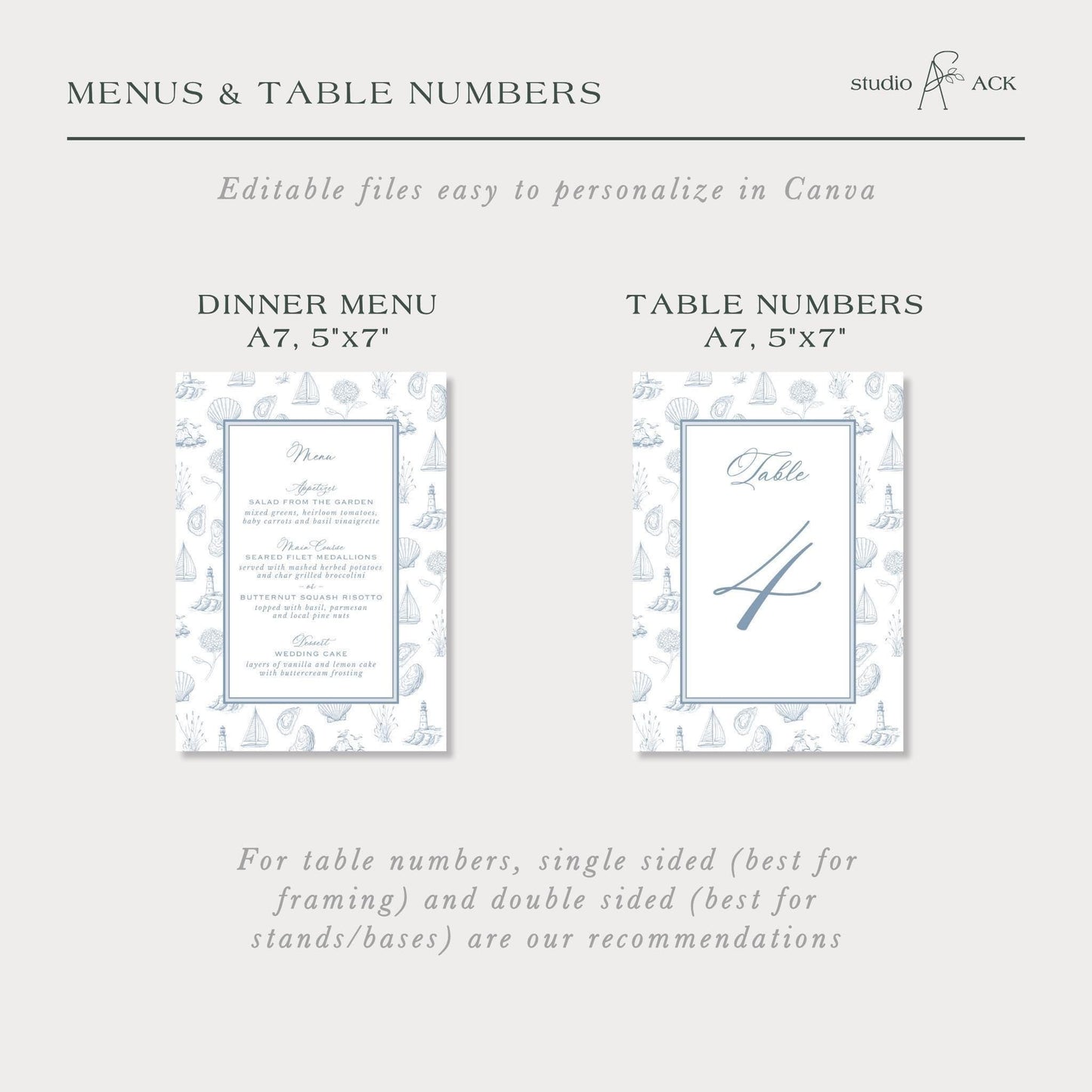 Coastal Toile Wedding Template Bundle