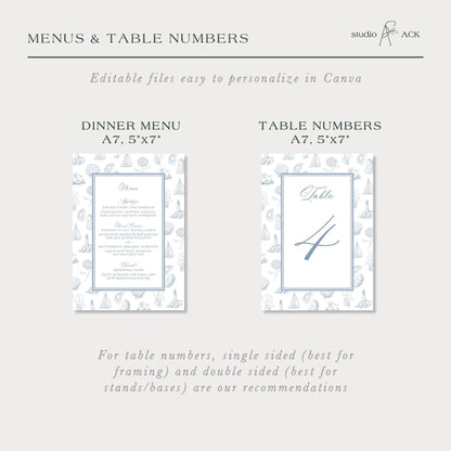 Coastal Toile Wedding Template Bundle