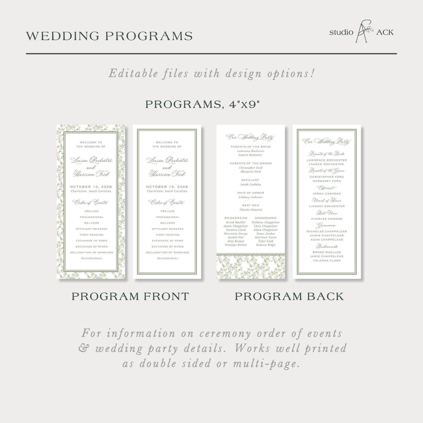 Neutral Chinoiserie Wedding Template Bundle