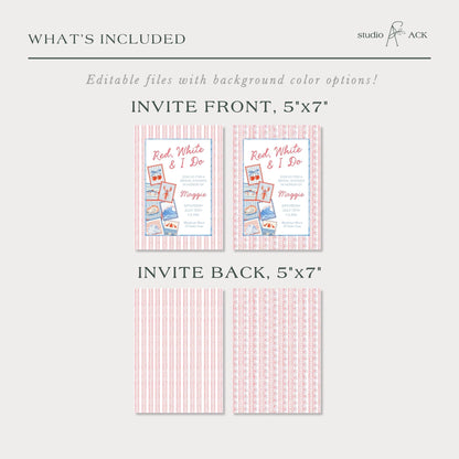Red, White & I Do Bridal Shower Invitation Template