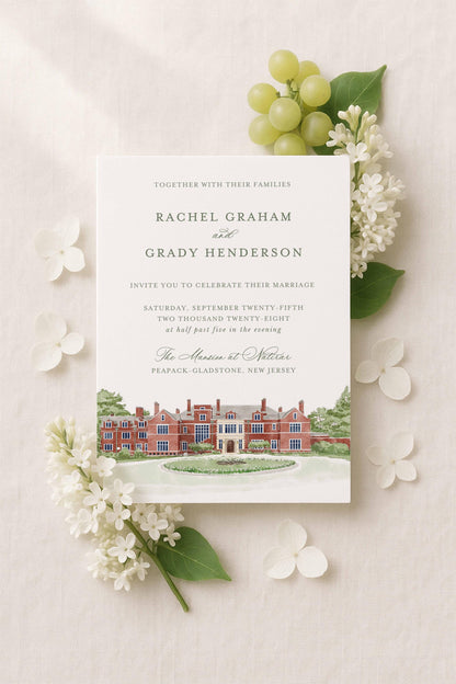 Mansion at Natirar Wedding Invitation Suite Template