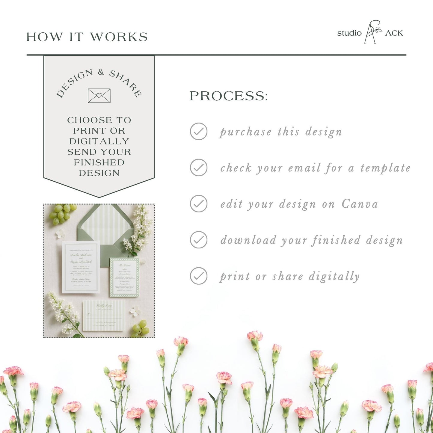 Green Rattan Wedding Invitation Suite Template