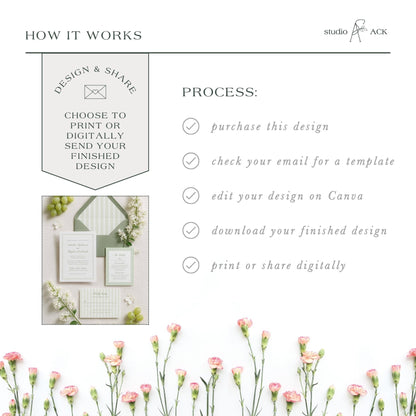 Green Rattan Wedding Invitation Suite Template