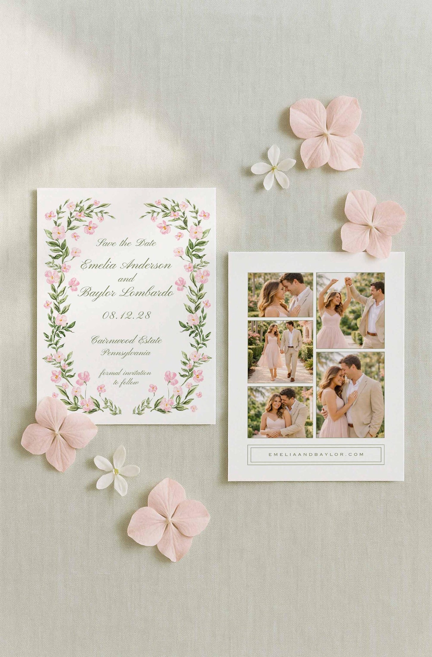Watercolor Trellis Save the Date Template