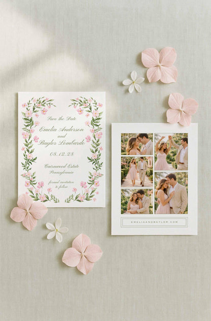 Watercolor Trellis Save the Date Template
