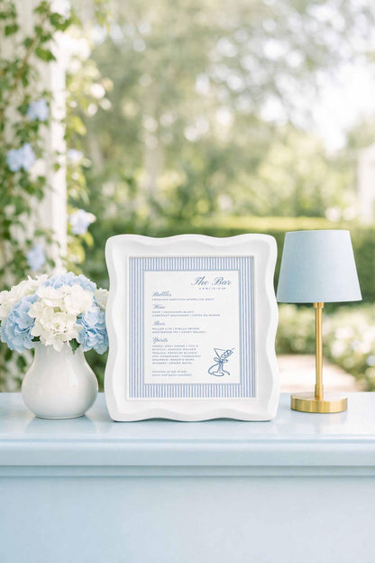 Blue Rattan Wedding Bar Menu Template