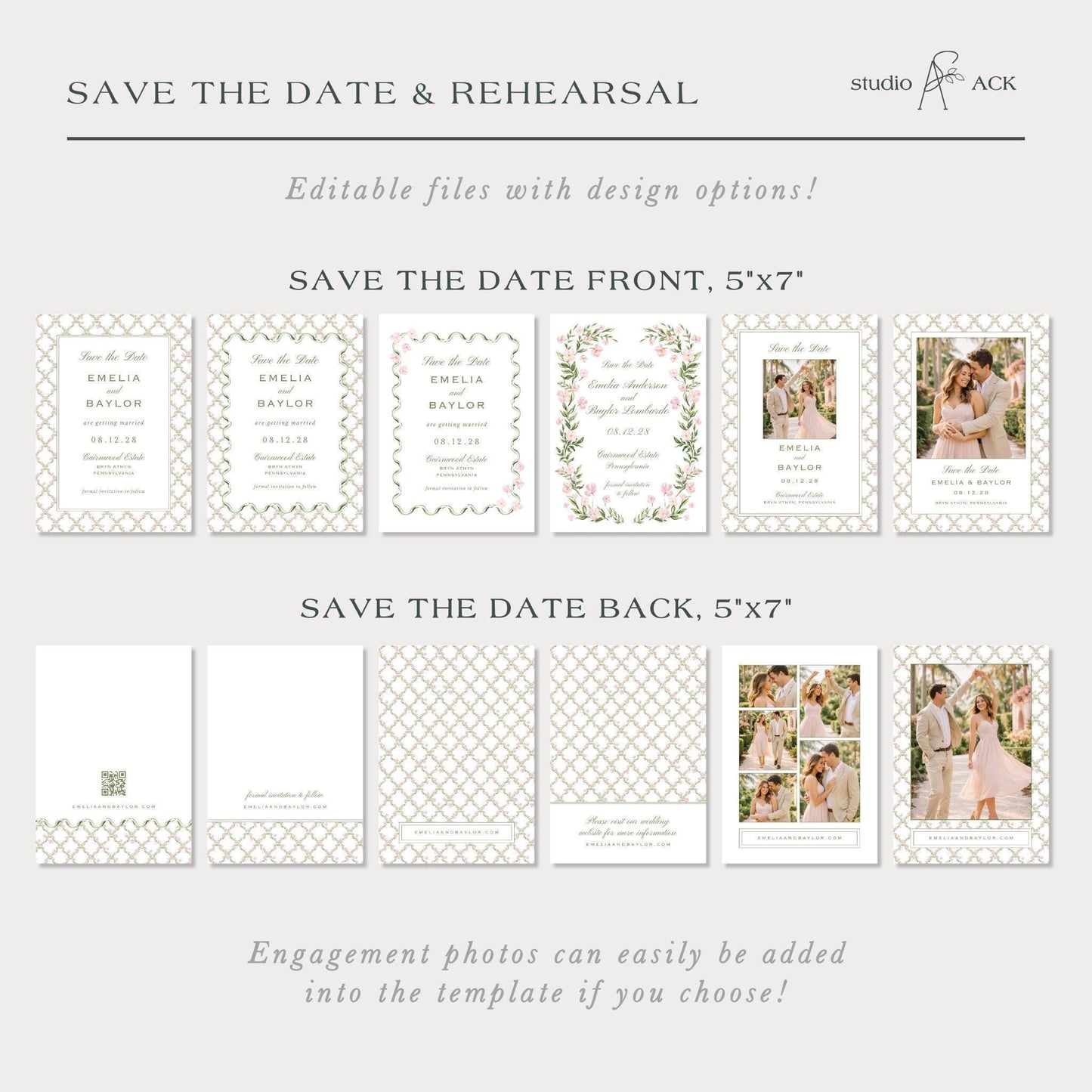 Watercolor Trellis Save the Date Template