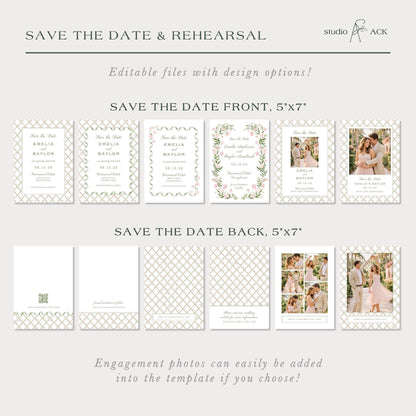 Watercolor Trellis Save the Date Template