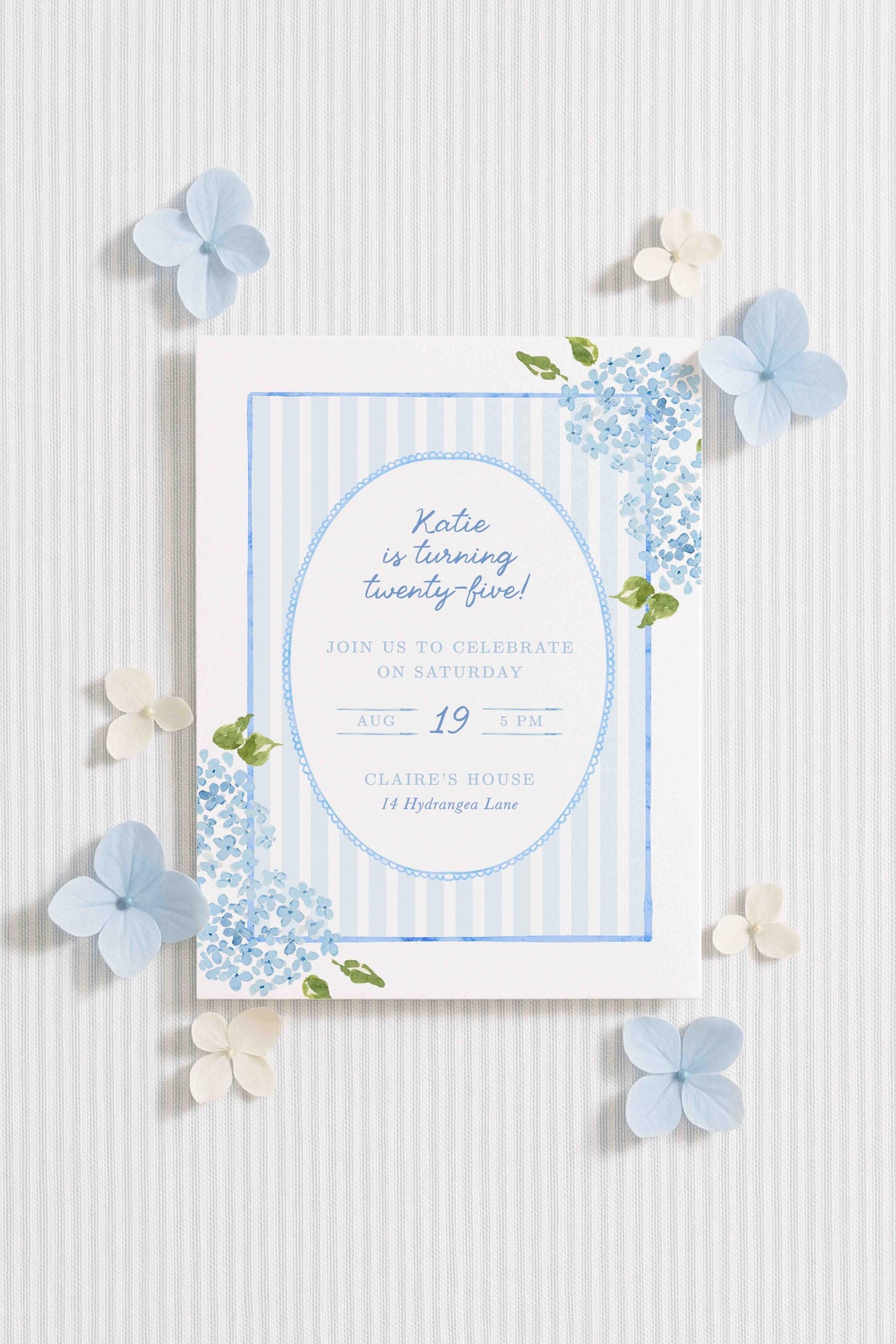Hydrangea Birthday Invitation Template