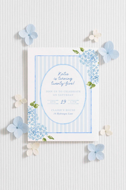 Hydrangea Birthday Invitation Template