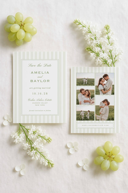 Green Rattan Save the Date Template