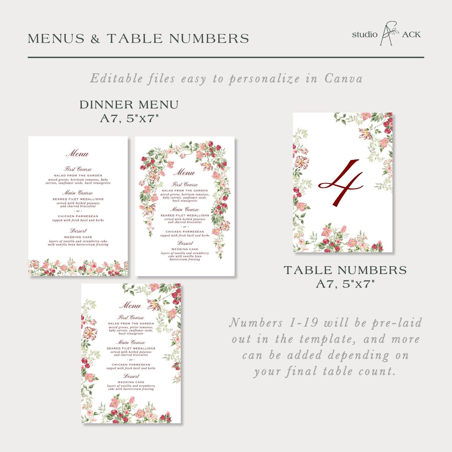Dusty Pink Floral Wedding Template Bundle