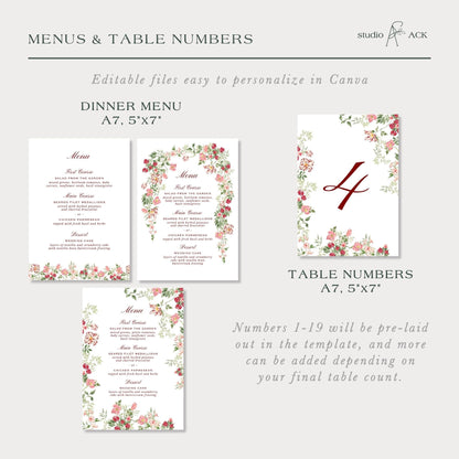 Dusty Pink Floral Wedding Template Bundle