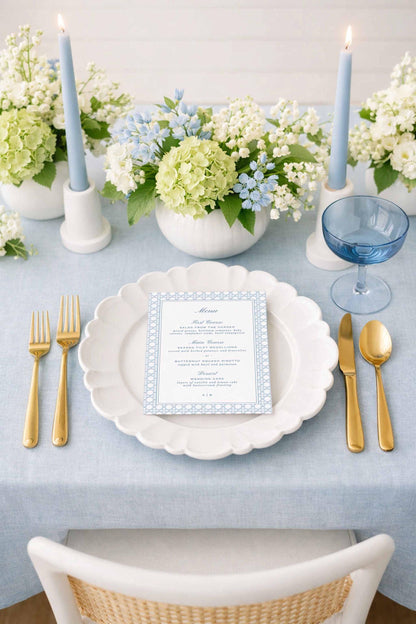 Blue Rattan Wedding Menu Template