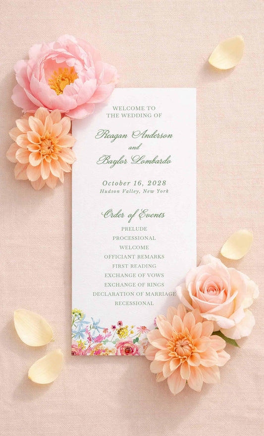 Colorful Floral Wedding Program Template